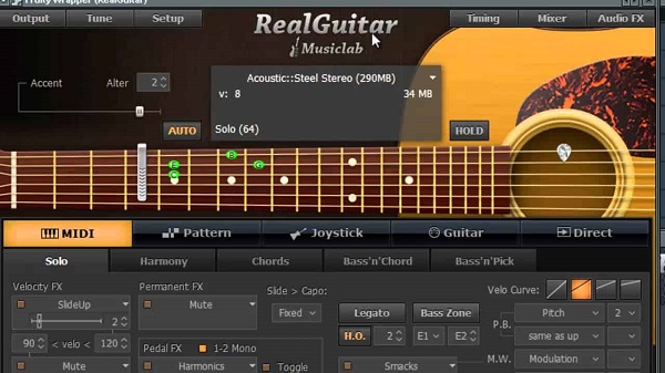 نرم افزار RealGuitar شبیه به یک گیتار آکوستیک است و میتواند صداهایی دقیقا مثل یک گیتار واقعی ایجاد کند.