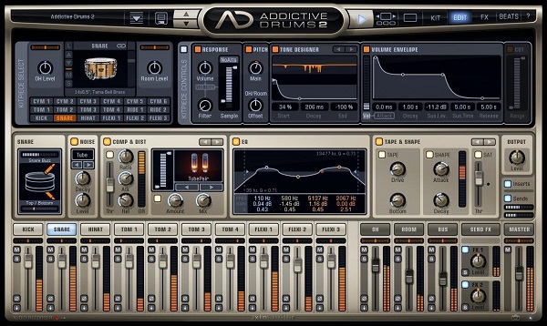 پلاگین XLN Audio Addictive Drums 2  یکی از بهترین VSTهای ساز درام برای پرودیوسرها است.