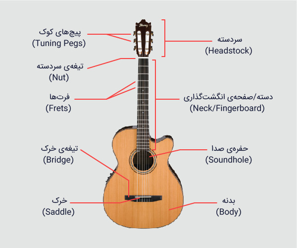 اجزای سازنده‌ی ساز گیتار